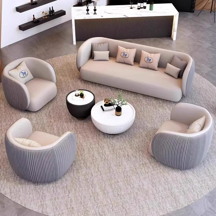 أثاث المكاتب الحديثة غرفة الاستقبال التجارية مجموعة أريكة مكتب جلدية فاخرة #2