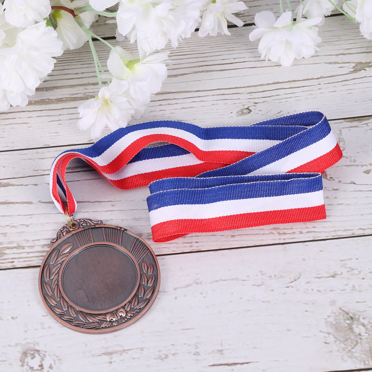 

2pcs Metal Award Medals with Neck Ribbon Wheats Winner Medal for Sports Games Competition (Bronze, the Third Prize)