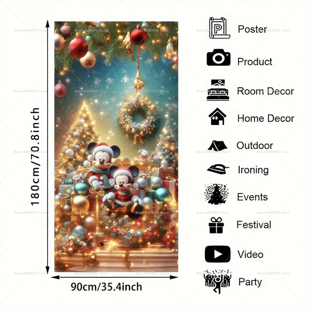 Disney Mickey Party Door Decoration Door Cover Banner Christmas Gift Photography Background Indoor And Outdoor Porch Decoration