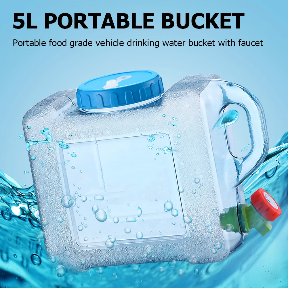 5L Water Container with Faucet Food Grade Water Container Large Capacity Water Bottle Tank Container Portable Water Container