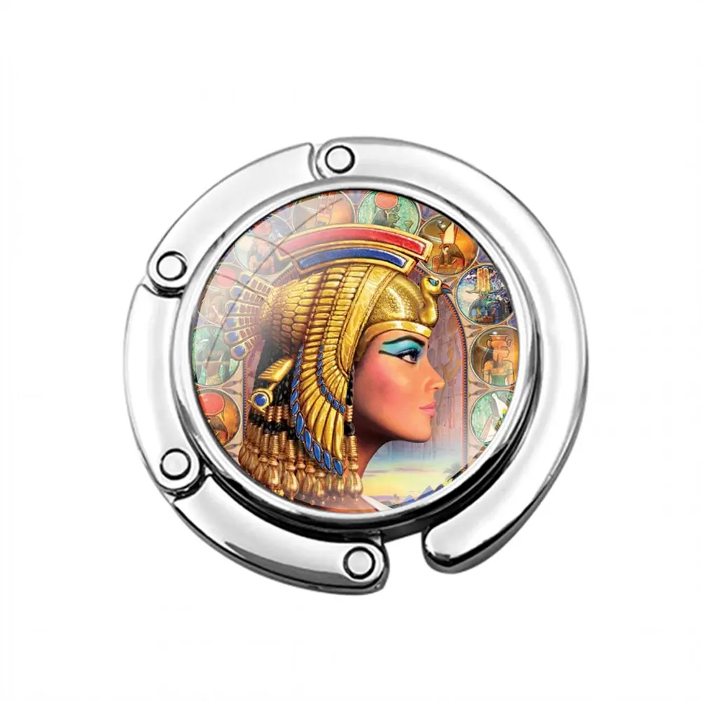 Ancient Egypt Painting Queen Cleopatra Wall Foldable Purse Hook for Women's Table Handbag Storage Folding Decor Table Hook