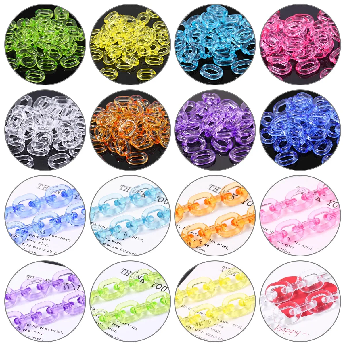 

50Pcs 14x18mm Acrylic Transparent U-shaped Chain Choker Necklace Accessory Multicolor for Bracelet DIY Jewelry Making Minimalist