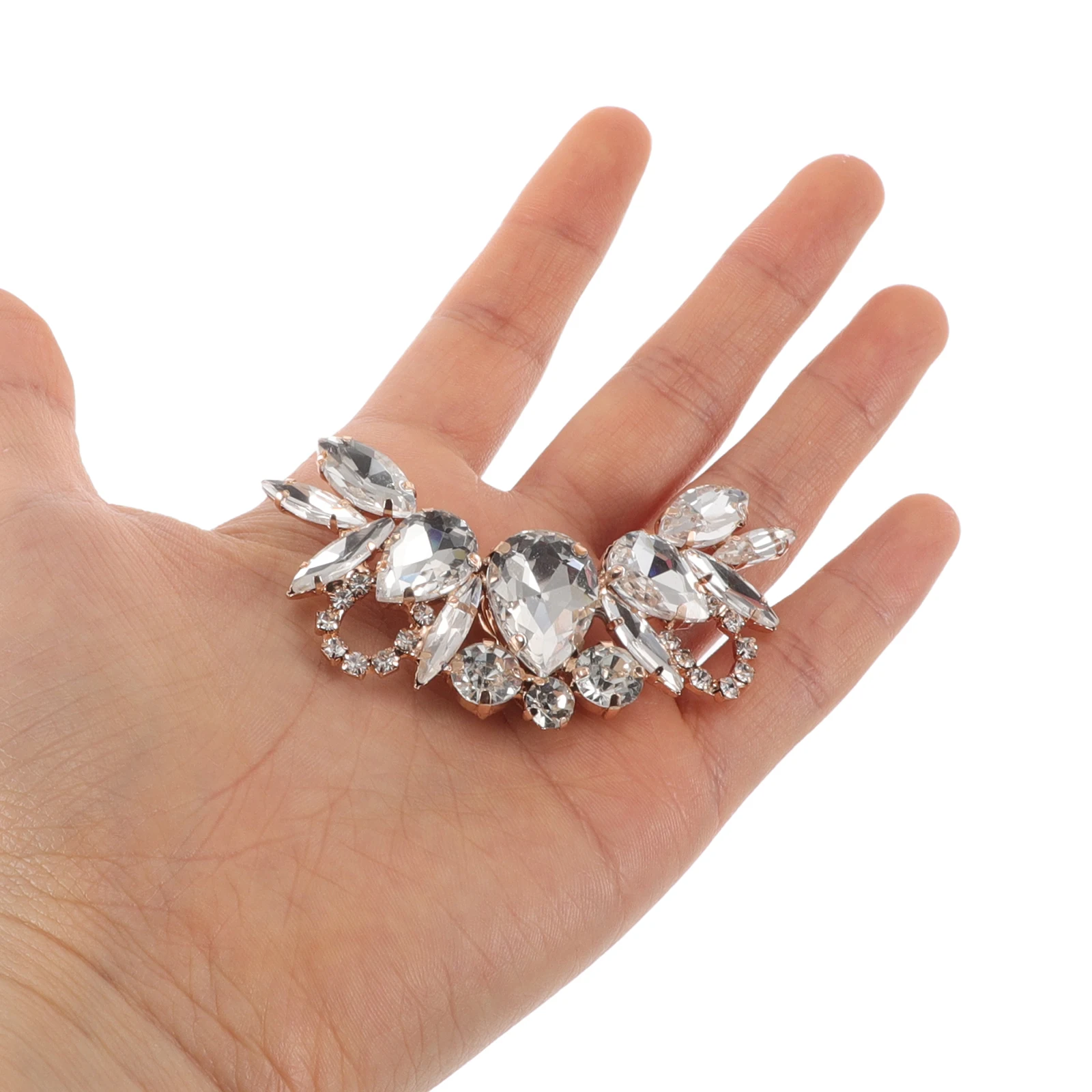 

2 pcs Rhinestone Clips Detachable Heel Accessories Elegant Crystal Decorations Bridal Wedding Charms Women Girls Silver Zinc