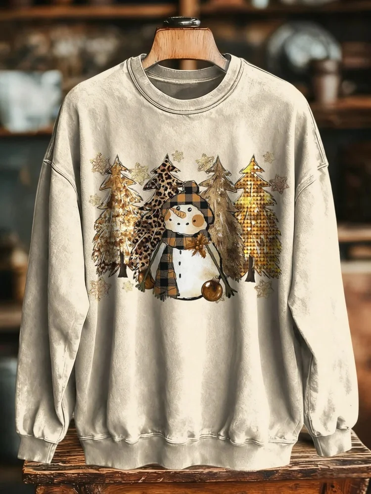 الرجال أشجار عيد الميلاد ثلج ليوبارد طباعة عارضة البلوز عطلة مهرجان طويلة الأكمام س الرقبة البلوز الذكور الملابس شيك
