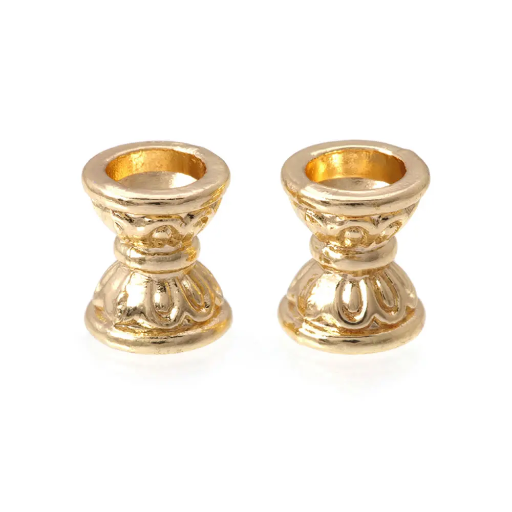 18K Gold Color Brass Double Side Beads Caps Tassel Caps Diy Jewelry Bracelets Making Supplies Accessories for Women