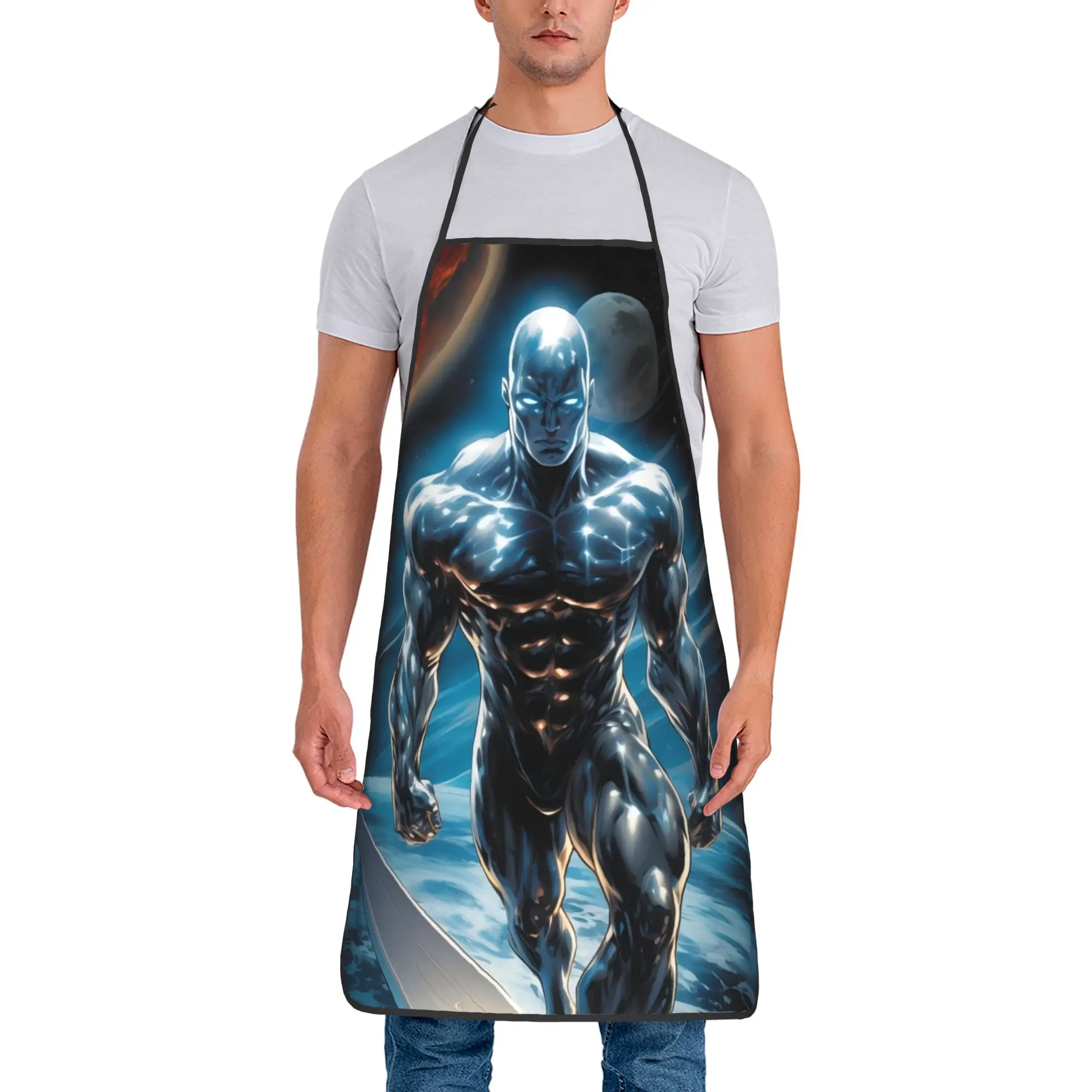 

Забавные фартуки SILVER SURFER Cooking Master для кухни, поварские фартуки Marvel для приготовления пищи, выпечки и садоводства