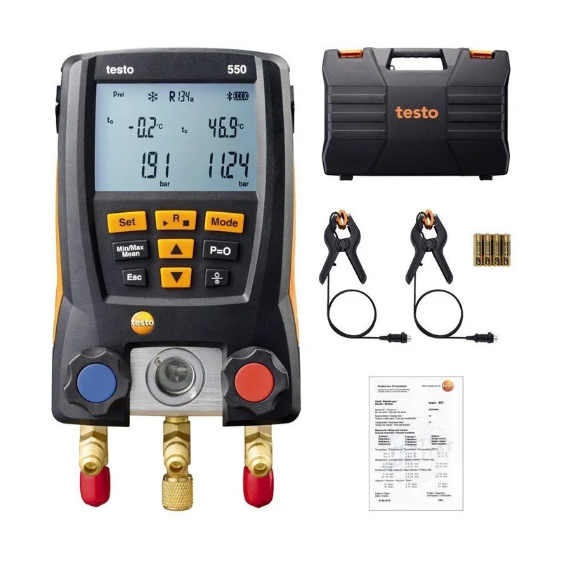 

Testo 550s/557s/549 Gauge Refrigeration Digital Manifold Electic Pressure Gauge 0563 1550 Digital Refrigerant Meter Set HVAC