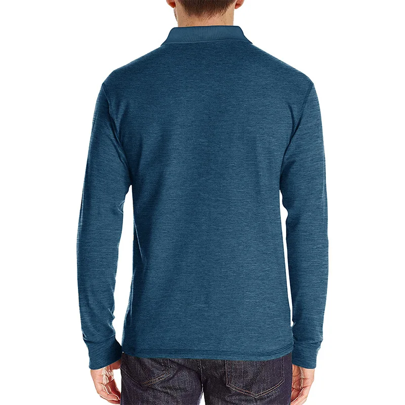 Frühling Trend männer Langarm Casual T-shirt Solide Revers Button Up Pullover Tops Herbst Drehen Unten Kragen Bodenbildung Polo-Shirt – Detail 32
