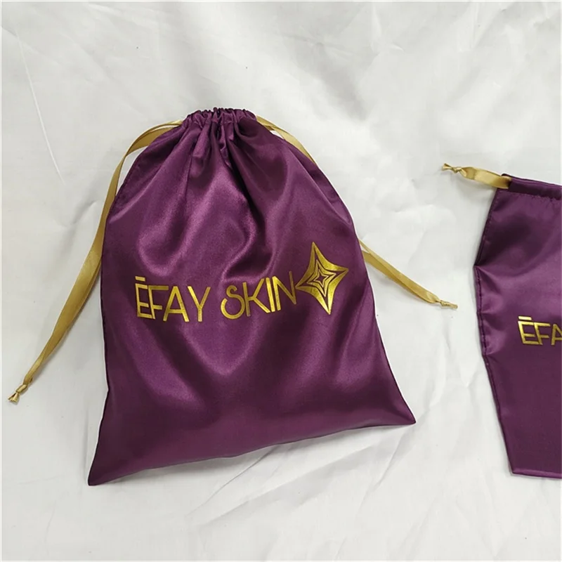 custom.High Quality Sustainable Custom Luxury Packaging Silk Satin Drawstring Jewelry Pouch Bag