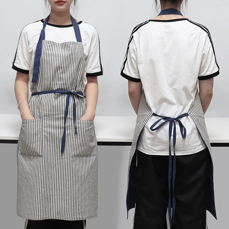 

Personalized Branding Cotton Striped Apron Ideal For Cafes Kitchens And Household Cooking Tasks