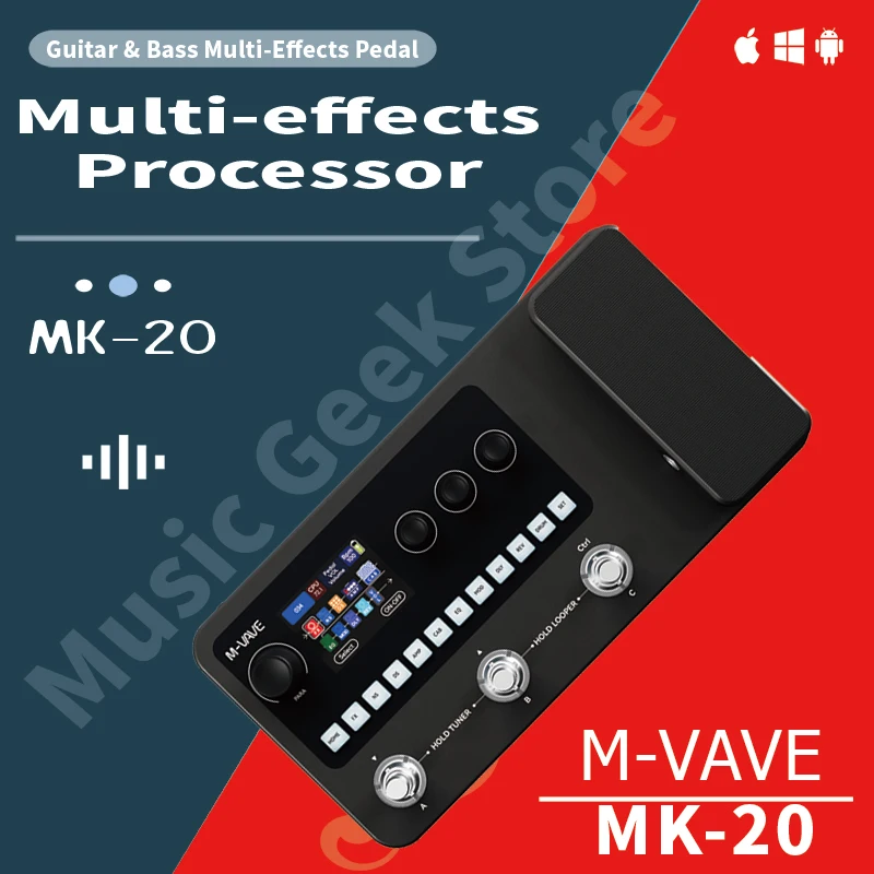 M-VAVE MK-20 Guitar and Bass Multi-Effect Pedal 100 Effects 120-Second Looper Drum Machine for Practice Suitable for Performanc