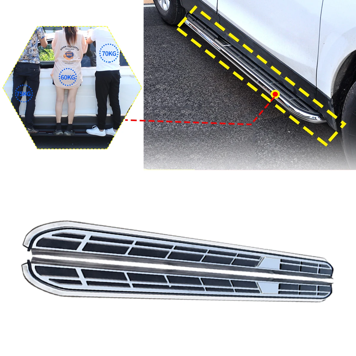 2PCS Side Step fits for Hyundai Santa Fe 2024 2025 Running Board Nerf Bars Stairs Aluminium Pedal