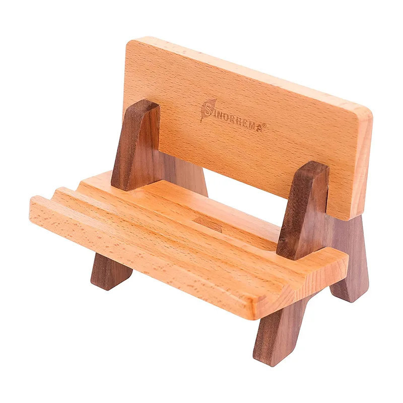 Creative Wooden Phone Stand Chair Design Desktop Lazy Person Phone Stand Mini Stool Solid Wood Phone Stand