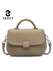 Zency Genuine Leather Retro Khaki Handbag Women Tote Designer Square Bag Crossbody Top-handle Messenger Bag