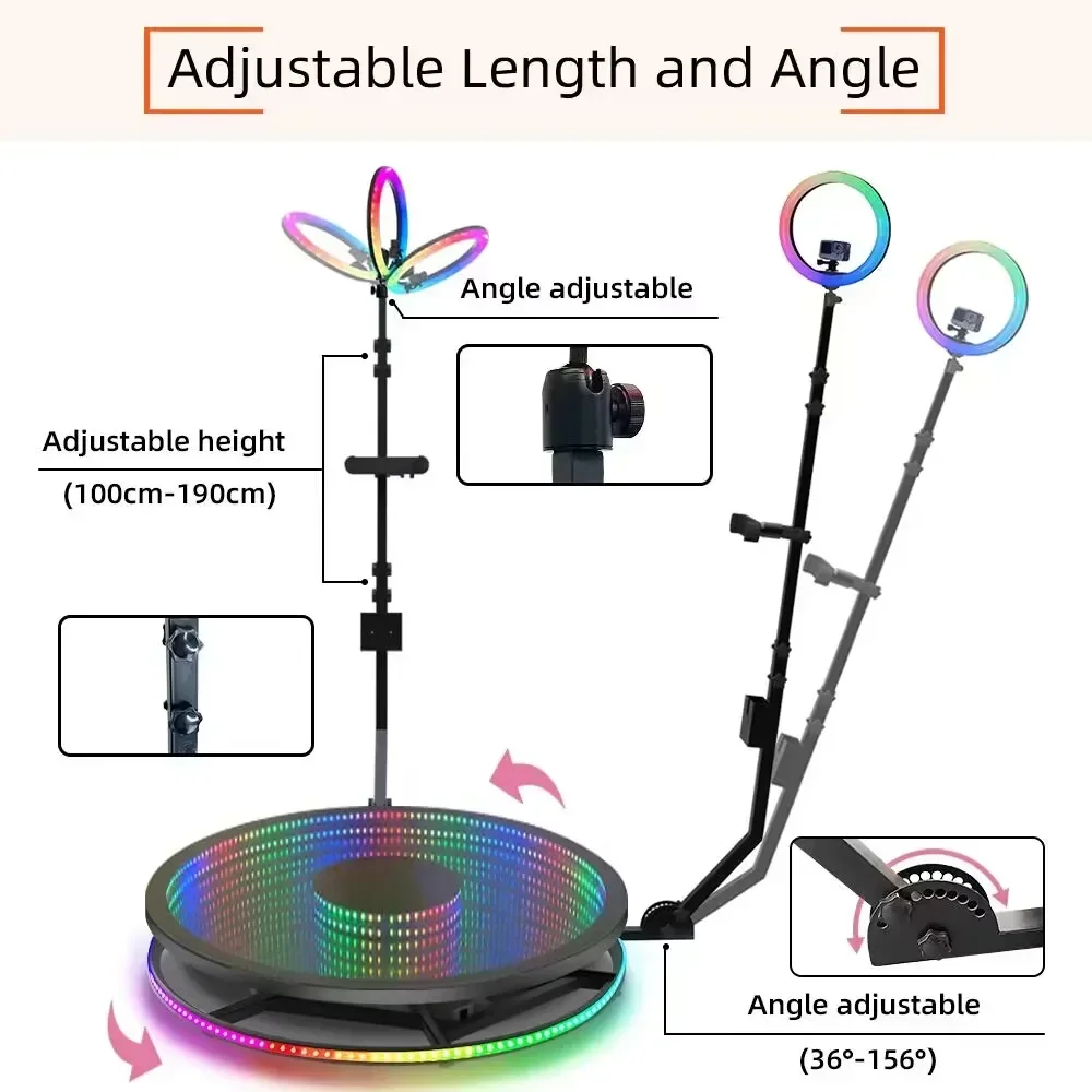 

Selfie Photo Booth 360 Photo Booth Infinity Kiosk Automatic Platform Tempered Glass 360 Photobooth