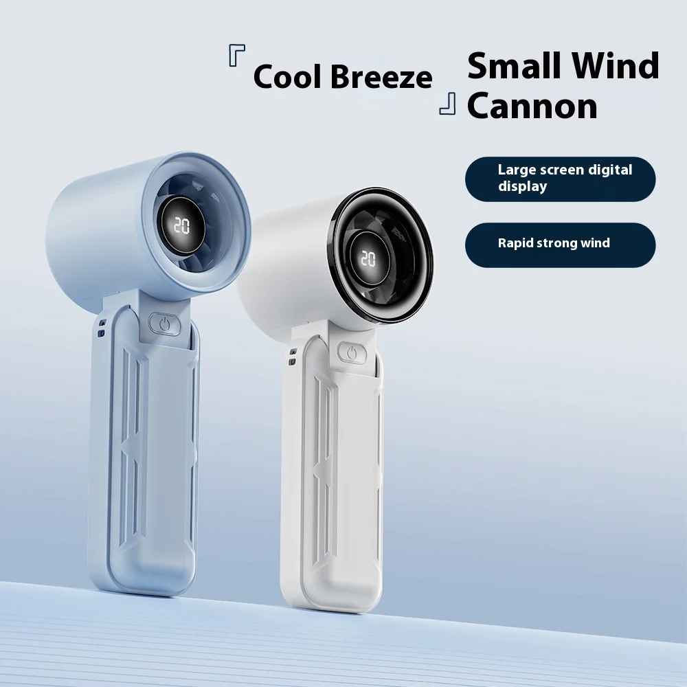 Складной ручной вентилятор со светодиодным дисплеем Аккумулятор 3000 мАч 5 режимов скорости Компактный и стильный дизайн для удобной переноски