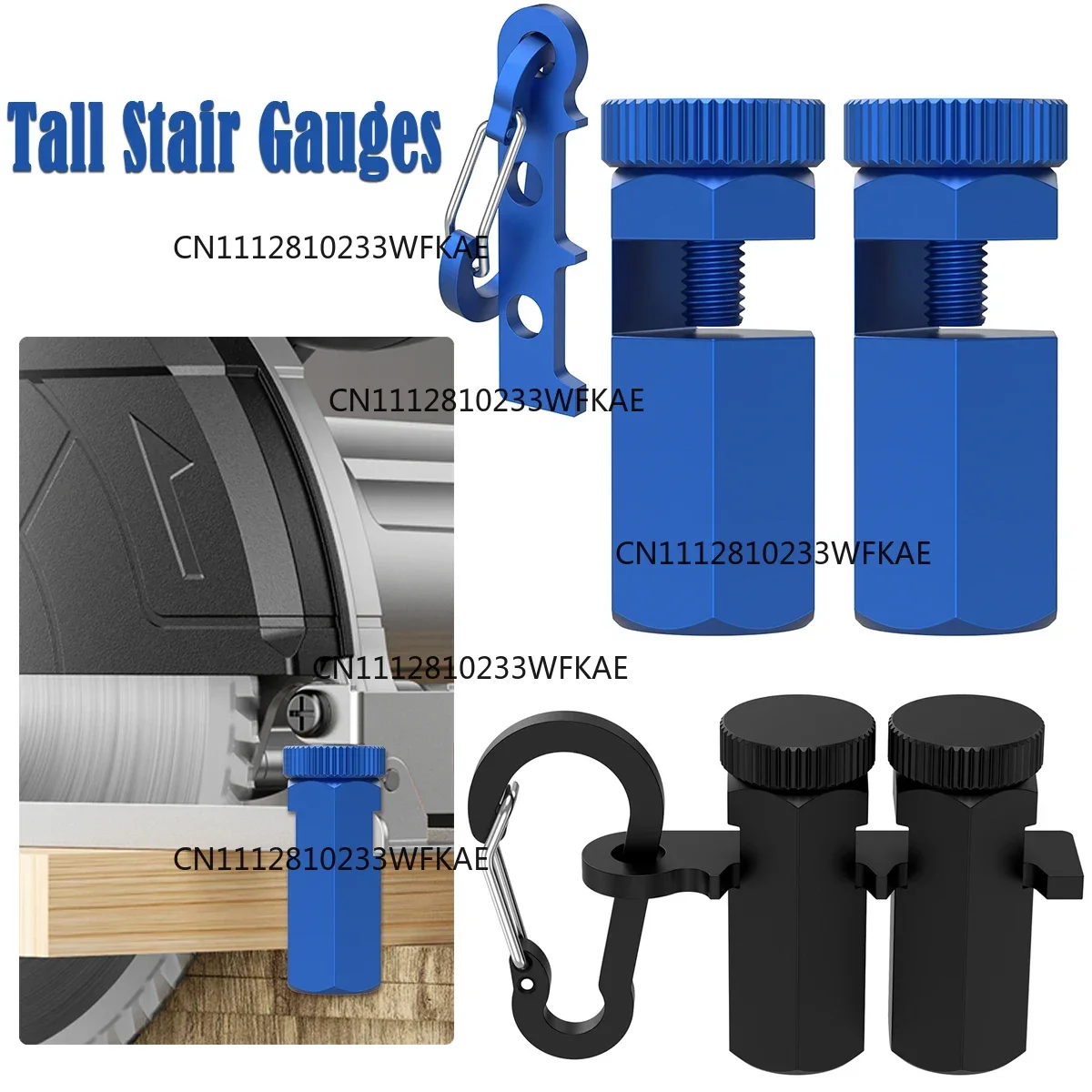 2pcsFraming Square Tall Stair Gauges Aluminum Auxiliary Clamp for Accurate Cuts Stringer Layout Carabiner Stair Guage Knobs Tool