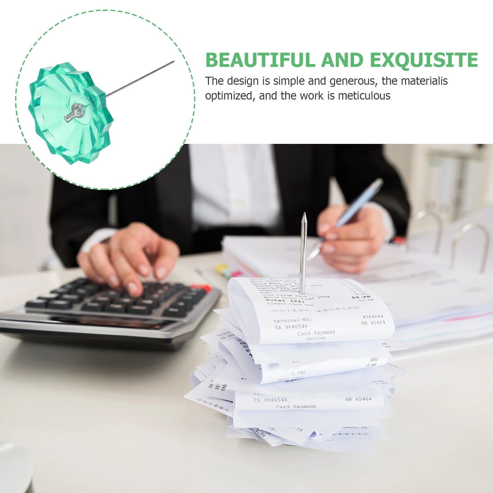 2pcs Plastic Bill Insert Check Fork Large Receipt Holder AntiSkid Restaurant Menu Paper Office Card Rod Memo Note Holder