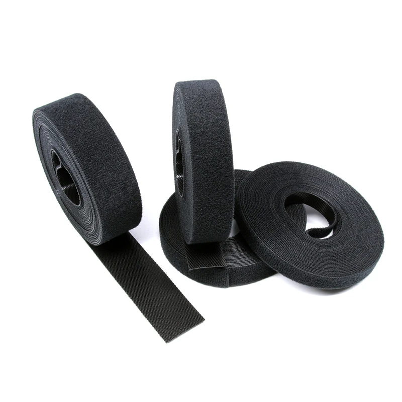 5m/roll Black Cable Ties Reusable Loop Bundle Self Adhesive Nylon Strap Organizer Clip Wire Holder Management Fastening Tape DIY