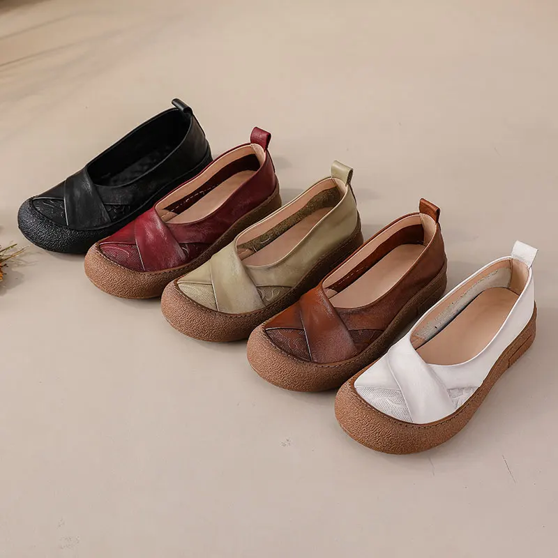 Ethnische V-Ausschnitt Perlenbesetzte Ballerinas Damen Schlichte Vintage Echtleder Mokassins Slip-On Loafer Elegante Alltagsschuhe für Mütter – Detail 28