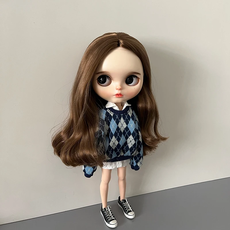 DLBell Blythe Doll Clothes Cute Sweater Diamond check Hoodies Shirts Shorts for Blyth Barbie OB24 Pullip Licca 1/6 Dolls Outfits