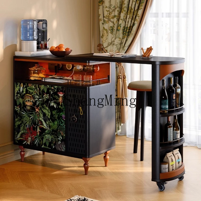 

DHY telescopic cabinet retro living room sofa side cabinet medium antique household solid wood partition bar
