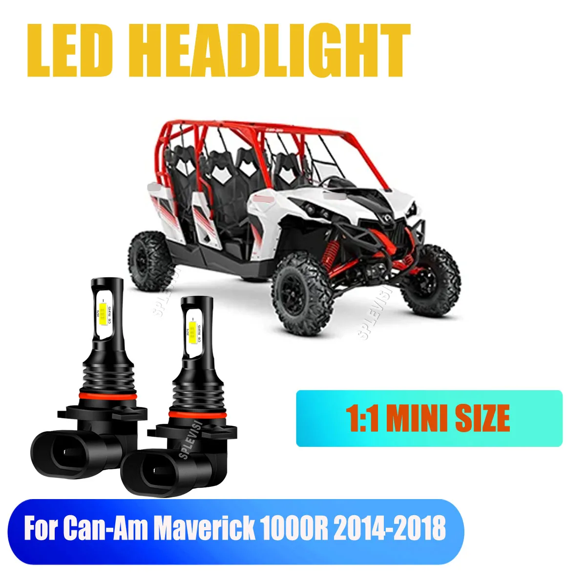 

9005 HB3 LED Xenon White Headlight - 50,000 Hour Long Lasting Performance Fit For Can-Am Maverick 1000R 2014 2015 2016 2017 2018