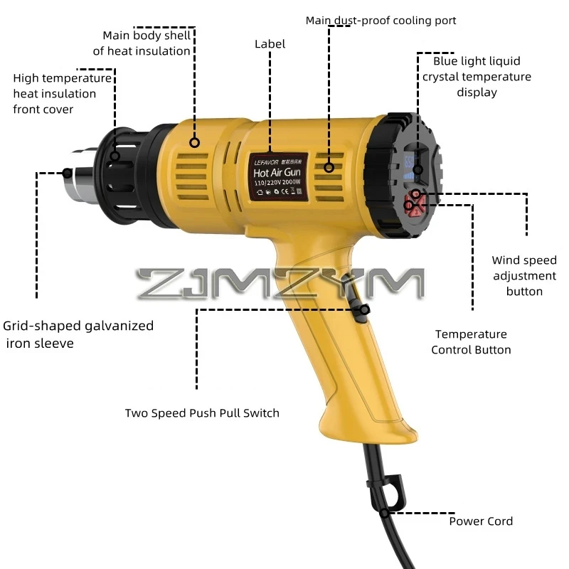 QR-620A Electric Heat Gun 2000W High Endurance 220V 110V Electric Heat Baking GunNozzle Electric Tools