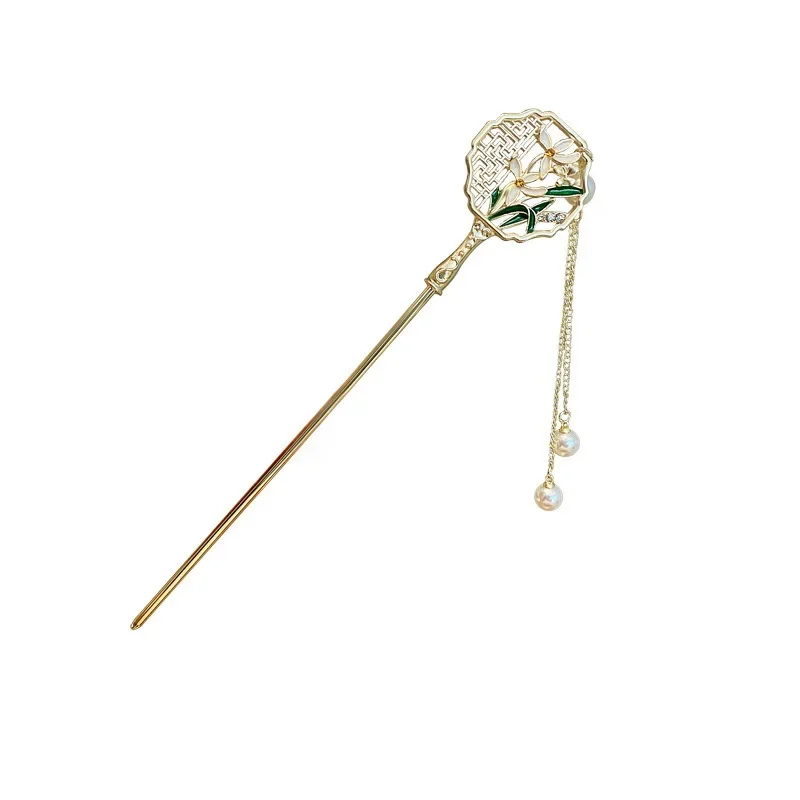 Exquisite Bamboo Leaves Ancient Style Fringe Hair Sticks Metal Hairpin Hanfu Headdress Hairpin Ladies Cheongsam Hair Accessories