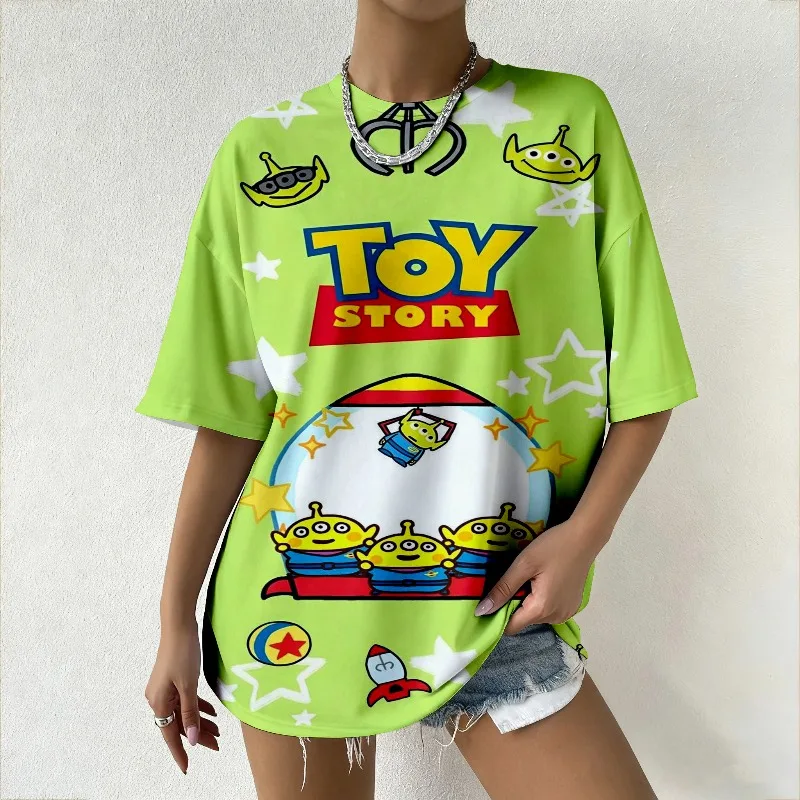 المرأة العلامة التجارية Y2K المتضخم تي شيرت الصيف قصة لعبة وودي والطنانة مطبوعة فضفاض المحملة موضة الشارع الشهير ملابس نسائية غير رسمية