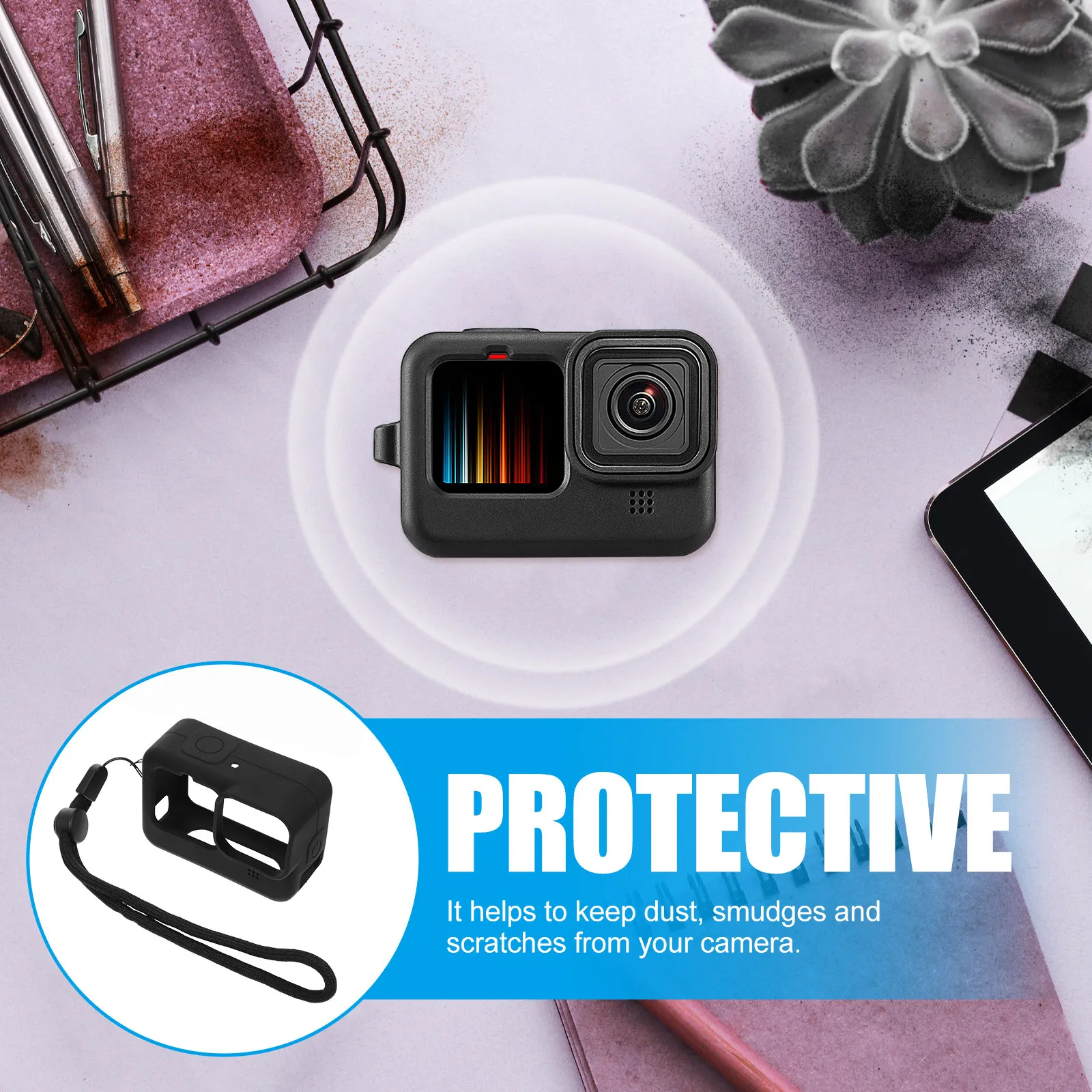 1Set High-Strength Silicone Protective Cover for 9 Dustproof Scratch Resistant Camera Lens Protector Easy Install Outdoor