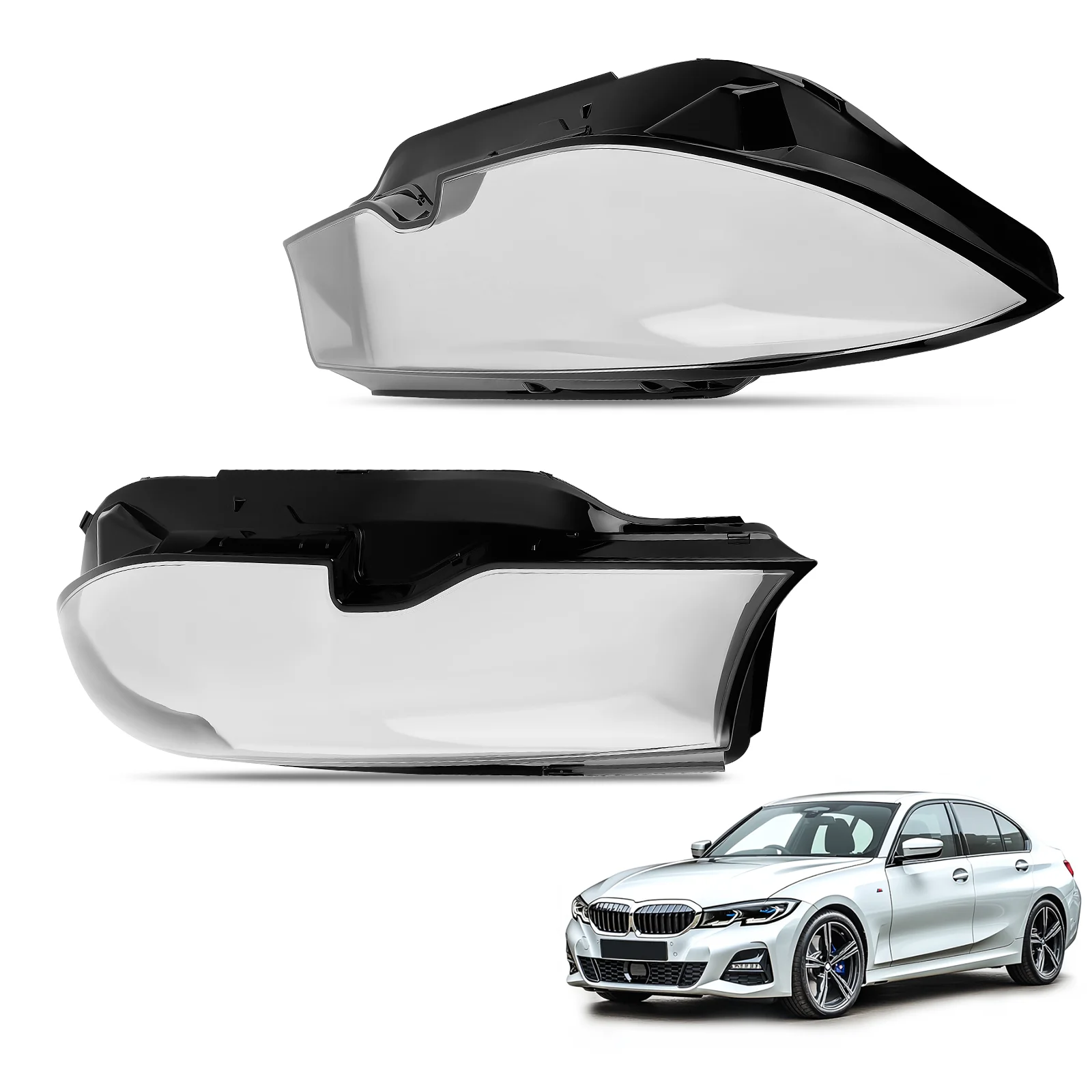 Pair Front Headlight Lens Headlamp Covers For BMW 3 G20 2019-2021 63118496160