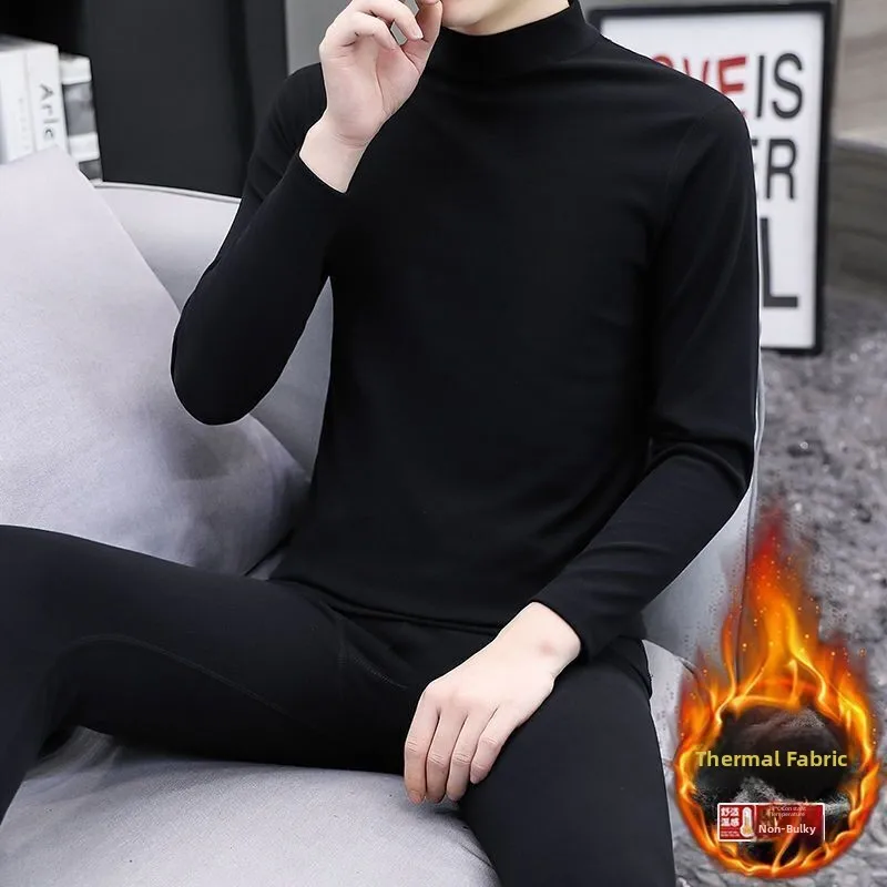

Men's Thermal Underwear Set Fce Lined f High Ne Warmth Enhancing Base Layer Two Piece Suit for Autumn And Winter