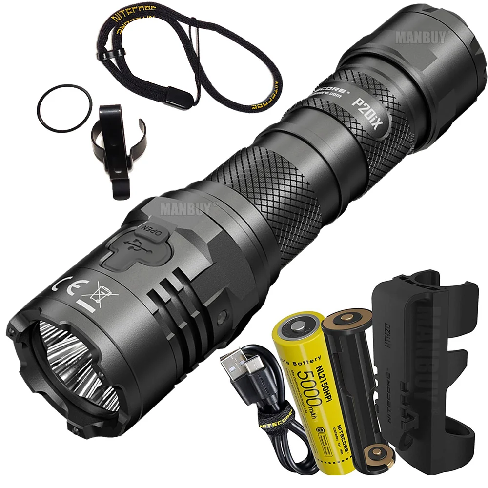 Nitecore P20iX 4000LM CREE XP-L2 V6 4LEDs Rechargeable 5000mAh NL2150HPi 21700 Battery Outdoor Tactical Flashlight/Spare Tailcap