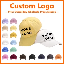 Custom Embroidery High Quality Pure Cotton Hats for Men and Women Baseball Caps Wholesale DIY Design Print Outdoors Sport Hats