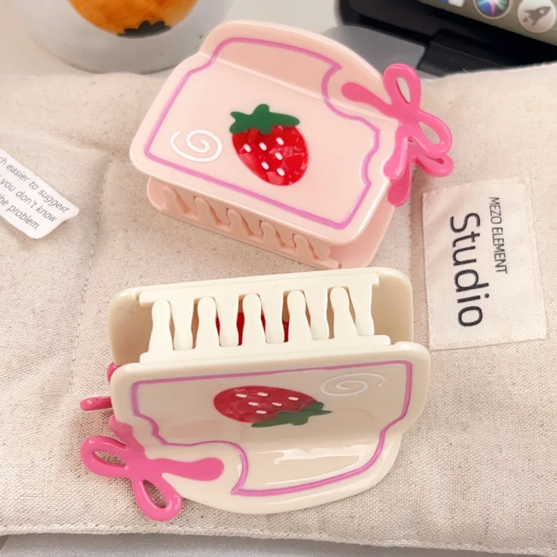 

DS Sweet Bow Strawberry Cake Acetate Hair Claw Dessert Food Series Claw Clips Crab Hair Clips Hair Accessories for Women Girls