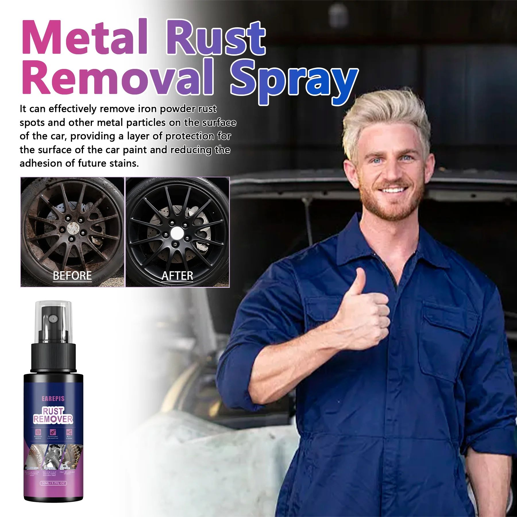 

Спрей для удаления ржавчины — антиокислительный преобразователь для ремонта металлических деталей, устойчивый к ржавчине! Подходит для автомобилей, оборудования, мотоциклов.