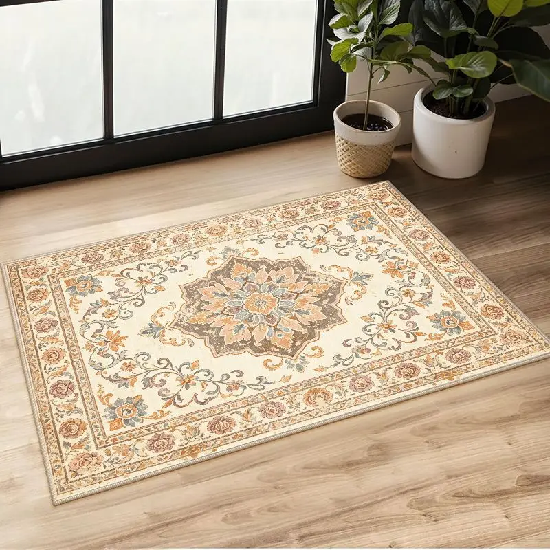 VIKAMA Vintage Oriental Medallion Crystal Velvet Rug, 8 Assorted Designs, Non-Slip Washable Area Rug
