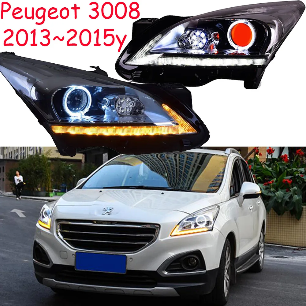 2013~2015y car bupmer head light for Peugeot 3008 headlight car accessories LED DRL HID xenon fog for Peugeot 3008 headlamp