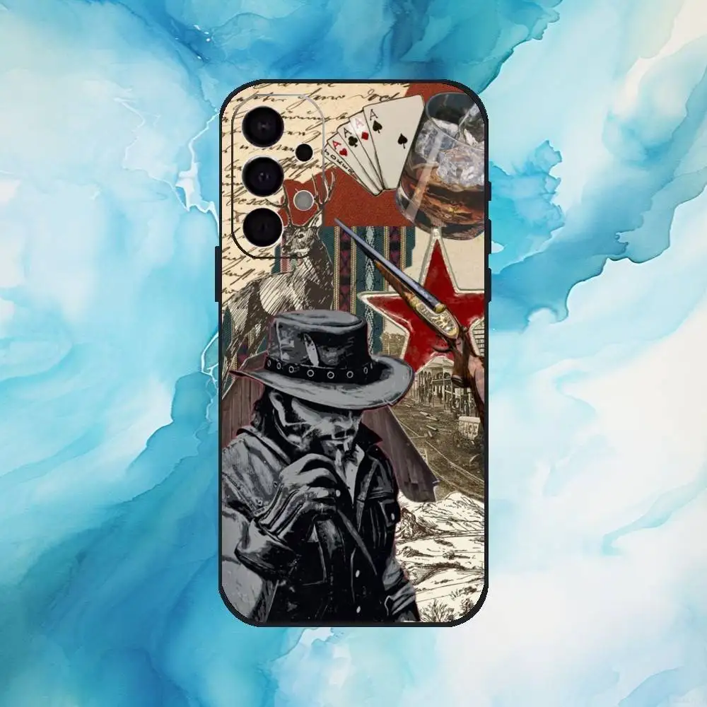 حافظة هاتف Red Dead R-Redemption 2 لهاتف سامسونج S25، S24، S21، S22، S23، S30، Ultra، S20، Plus، Fe، Lite، Note، 10,9,5G غطاء أسود