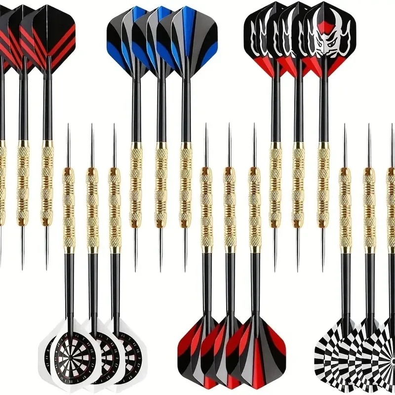 

18 Pcs/set Of 14g Iron Plated Copper Dart Needle Black Plastic Rod With 6 Kinds Of Dart Wings Entertainment Game