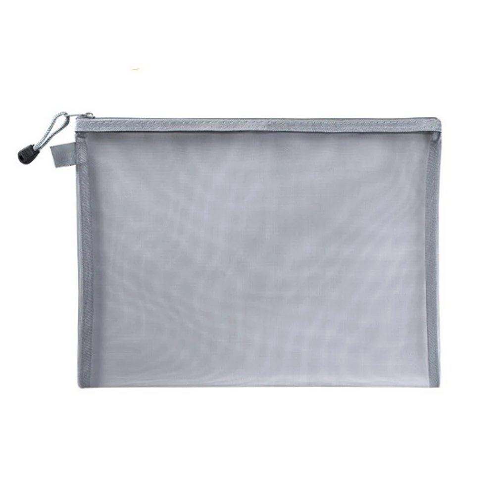 10 Pcs Transparent Nylon Mesh File Bag Document Bag Zipper Bill Holder Tag Pocket File Folder Stationery Office Filing Documents