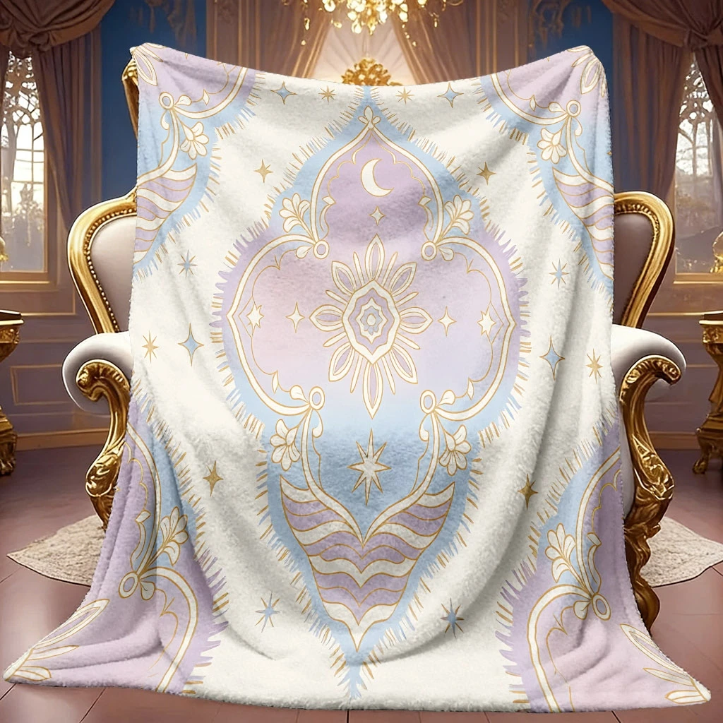 Vintage Bohemian Starry Graphic Cozy Fleece Blanket Lightweight Bed Wrap For Living Room Bedroom Studio Space