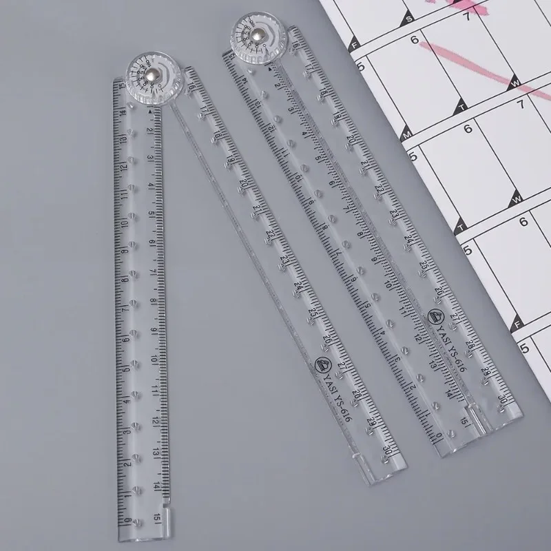 Transparent Acrylic Folding Ruler 30cm, Straight Ruler for Drawing and Wiring, Creative School Supplies for Students