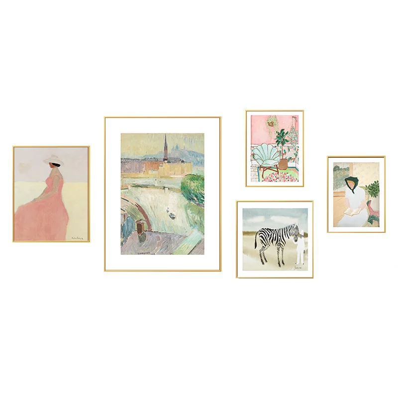 

French retro style, niche art, living room decoration painting, sofa background wall mural