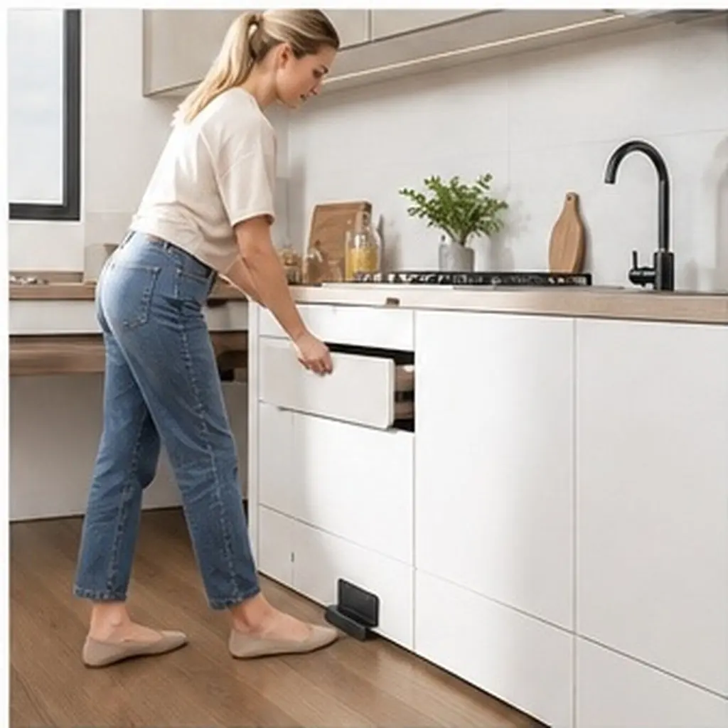 Noncontact Foot Drawer Pull Handle Modern Touchless Opener for Trash Cabinet Garbage Bin Drawer Foot Pull Cabinet Finger Pulls