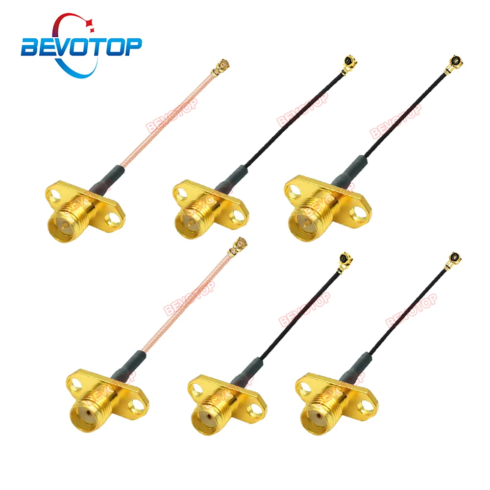 1PCS IPX RF1/RF4 Female to SMA/RP-SMA Female 2-hole Flange RG178/ RF1.13 Pigtail RF Coaxial WIFI Antenna Extension Jumper