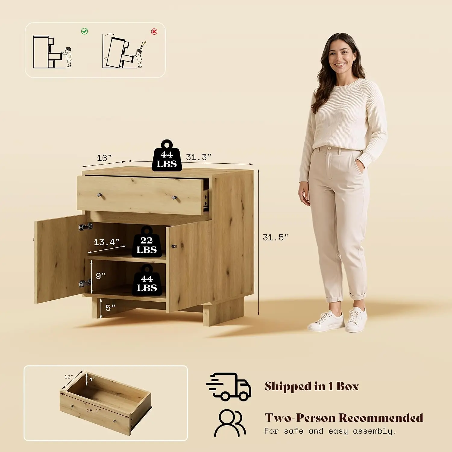 31in Storage Sideboard Cabinet With Drawer, Modular Buffet For Living Room & Dining Room, Customized