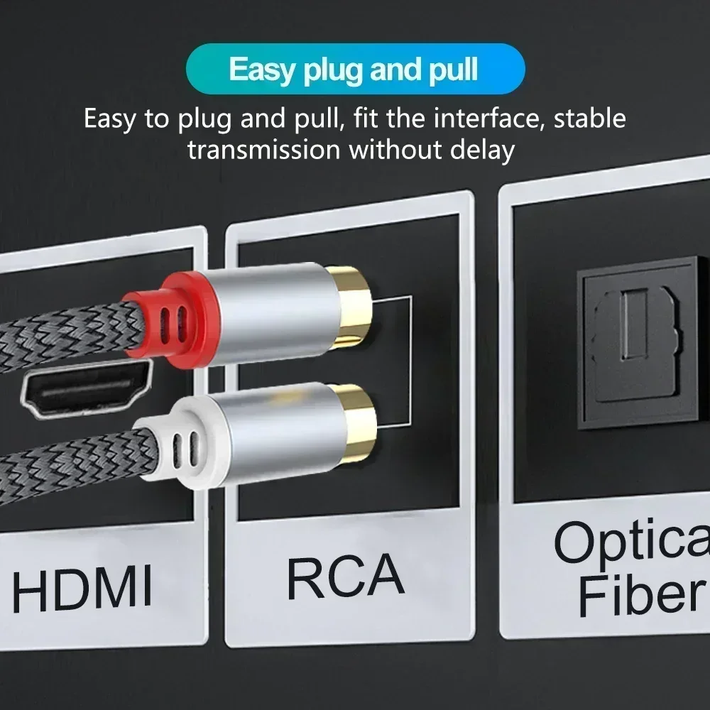 Kabel RCA 2 Rca ke 2 kabel Stereo Rca pria KE pria kabel Aux Jack untuk Home Theater HDTV TV DVD kotak pengeras suara penguat daya