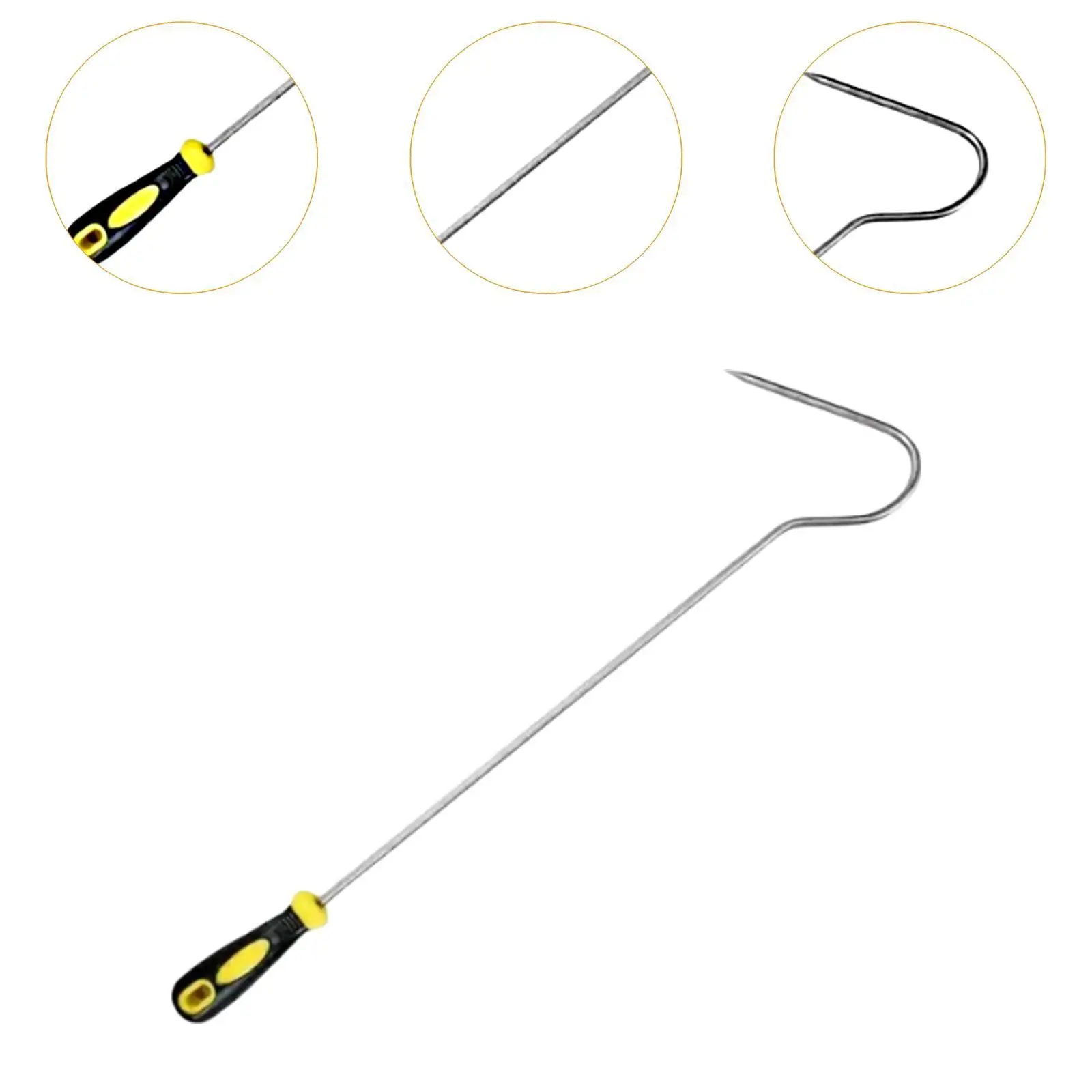 Heavy Duty Stainless Steel Single Hook Pull Tool Boning Hook T Handle Metal Hooks for Hanging for Drain Covers